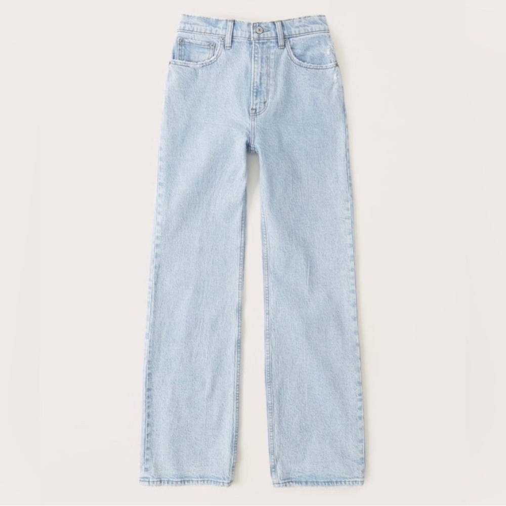 Abercrombie & Fitch The 90's Relaxed Jean High Rise Wide Leg Denim Light Wash 29 - Picture 2 of 10
